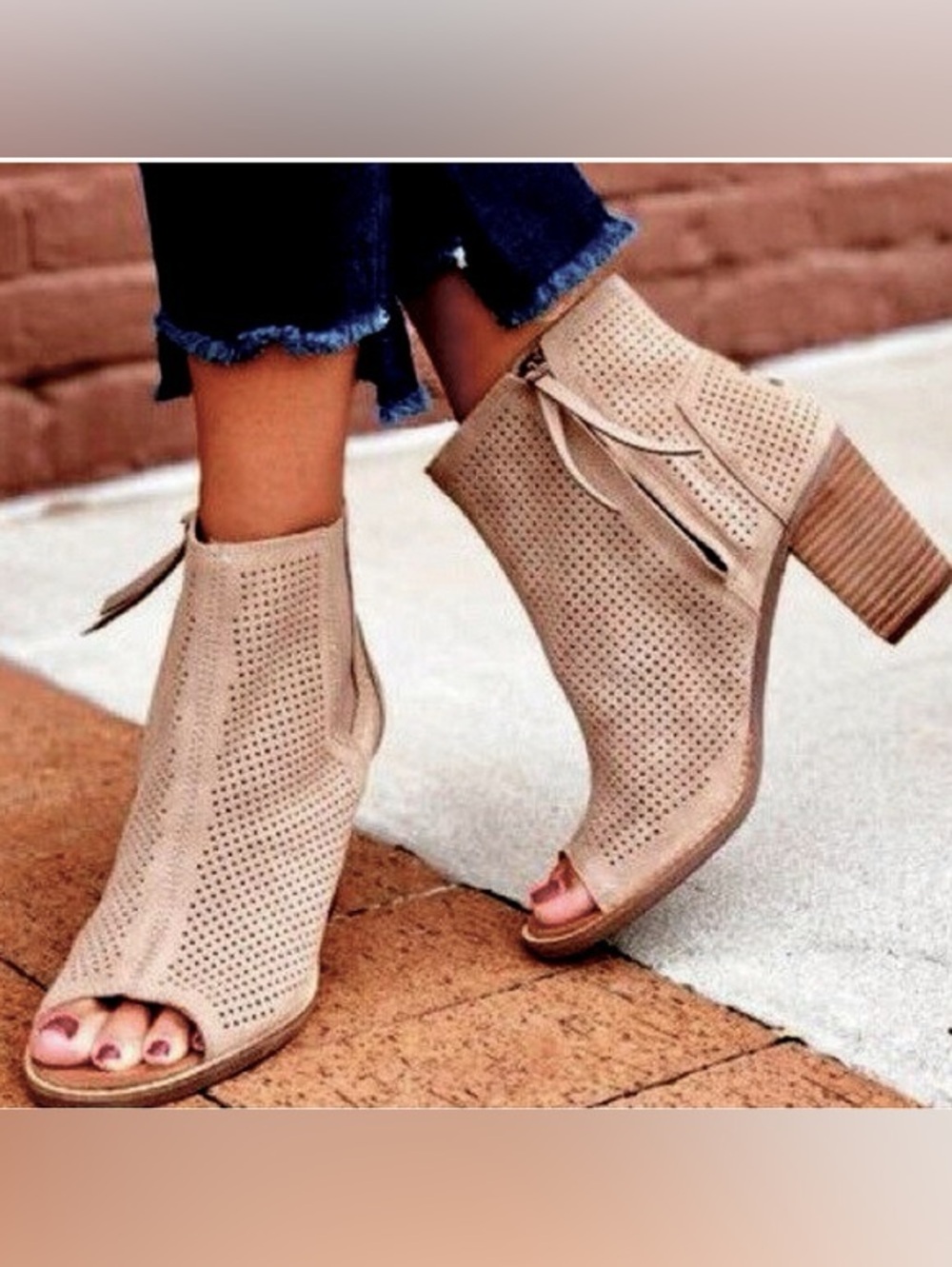 TOMS Majorca Peep Toe Booties NEW